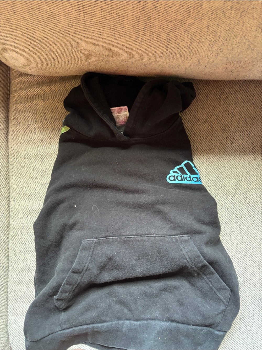 adidas Black Hoodie with Teal Logo